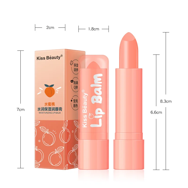 Cute Fruit Moisturizing Chapstick Lip Repair Balm Private Label Kiss Beauty Peach Lip Balm