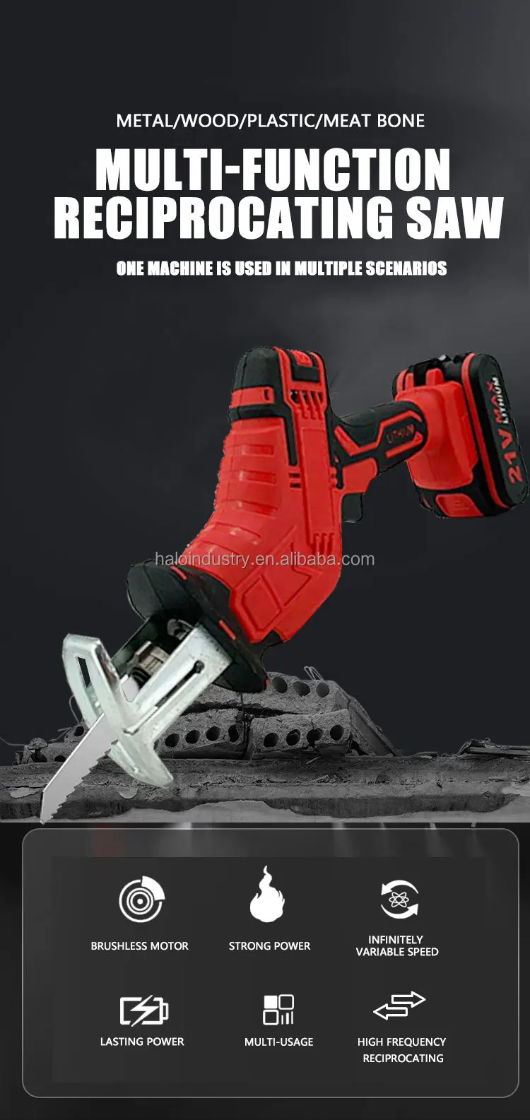 Hotsale 12V/21V High Speed Saber Power Tools Electric Reciprocating Saw Electric Cordless Multifunctional Saber Saw