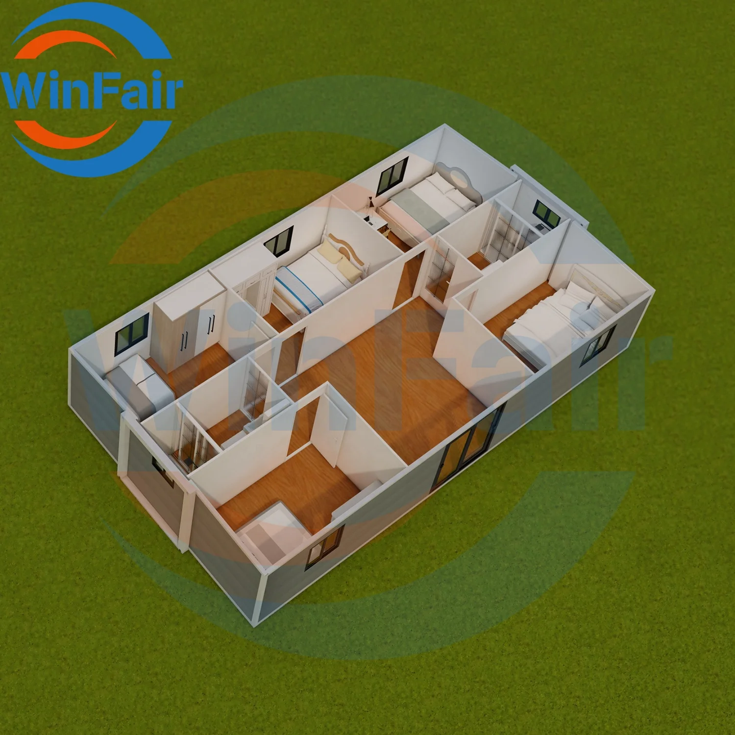 WinFair крошечный дом 40 футов модульный передвижной с 5 спальнями грузовой контейнер роскошный сборный