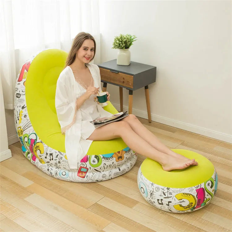 
Indoor Inflatable Sofa Bed Thickened Foldable Sofa Chair Camping Beach Seat for Rest Relax 