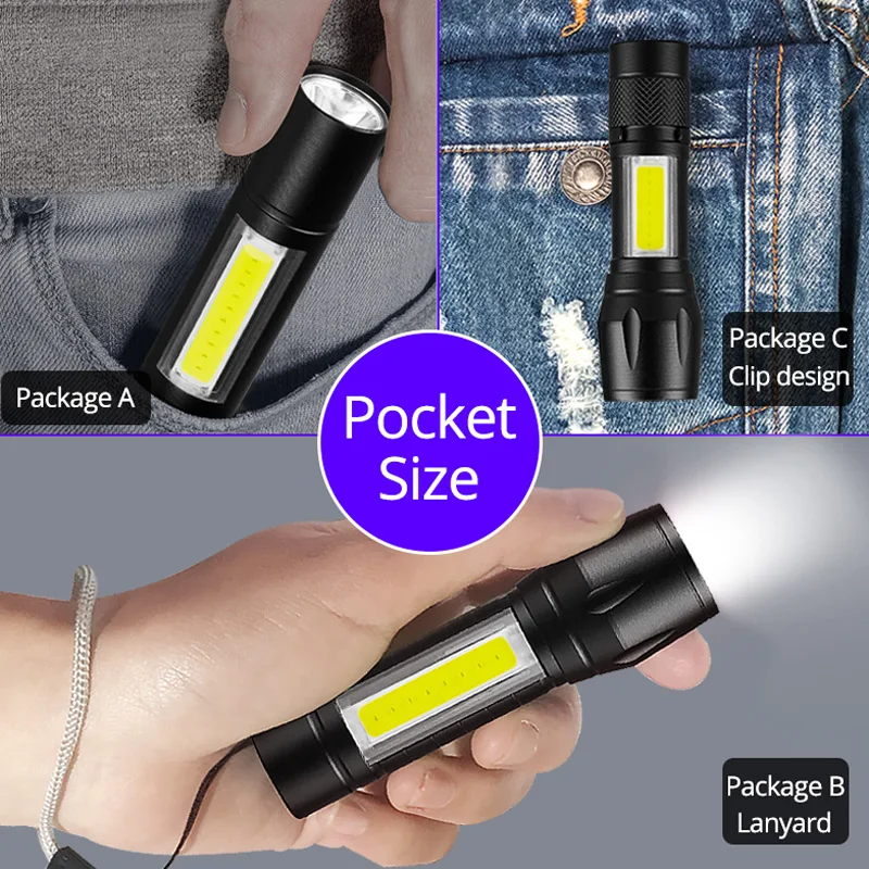 SHENYU Q5 COB светодиодный мини перезаряжаемый фонарик XPE фонарик USB Прямая зарядка 14500 батарея лампа Карманный масштабируемый клипса