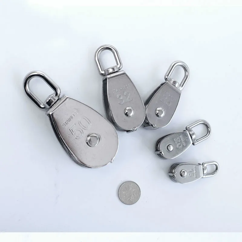 M32 High Quality Stainless Steel Heavy Duty Steel Single Wheel Swivel Lifting Rope Pulley Block