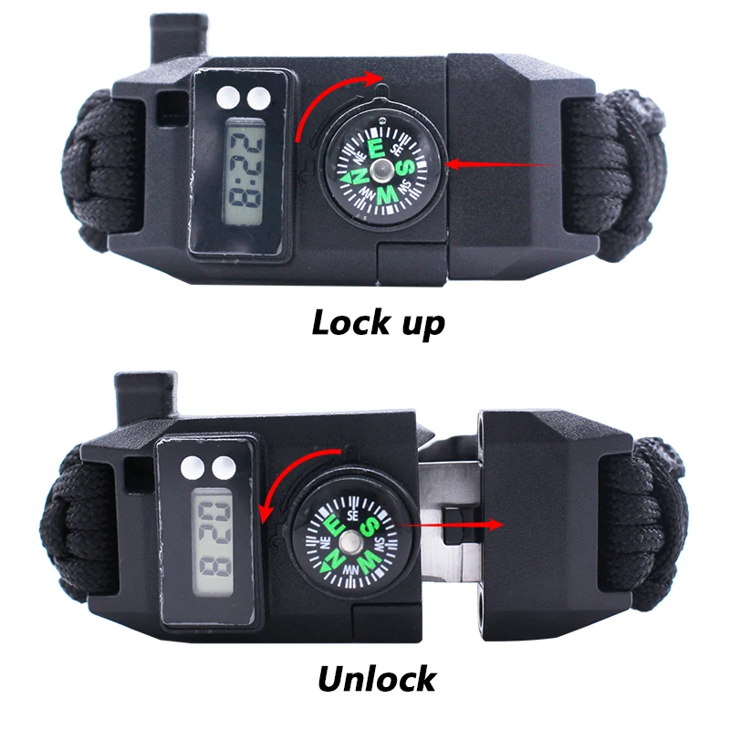 Оптовая продажа Тактический комплект часы браслет из Паракорда спортивный с аварийным ножом