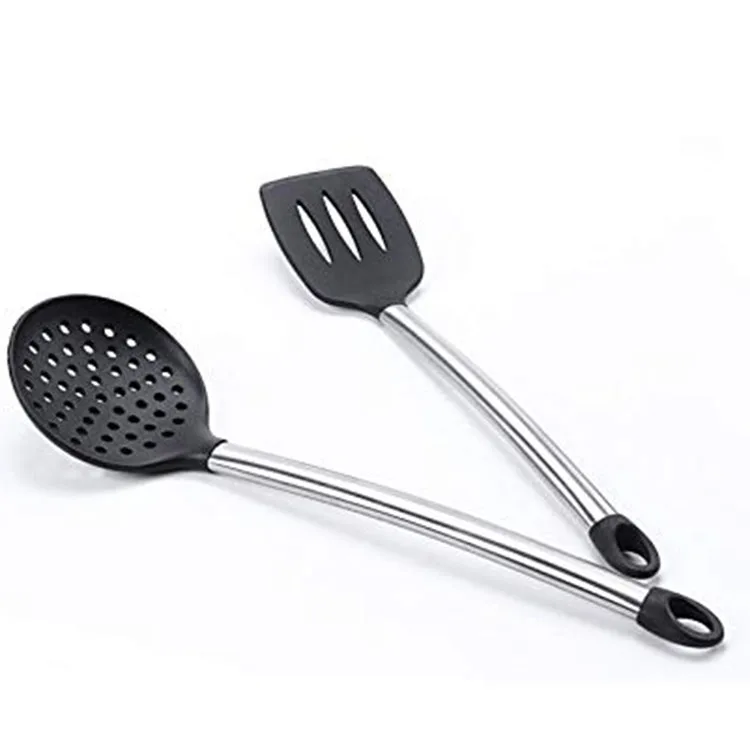 High Quality LFGB Silicone Cooking Utensils Stainless Steel Silicone Kitchen Utensils Set