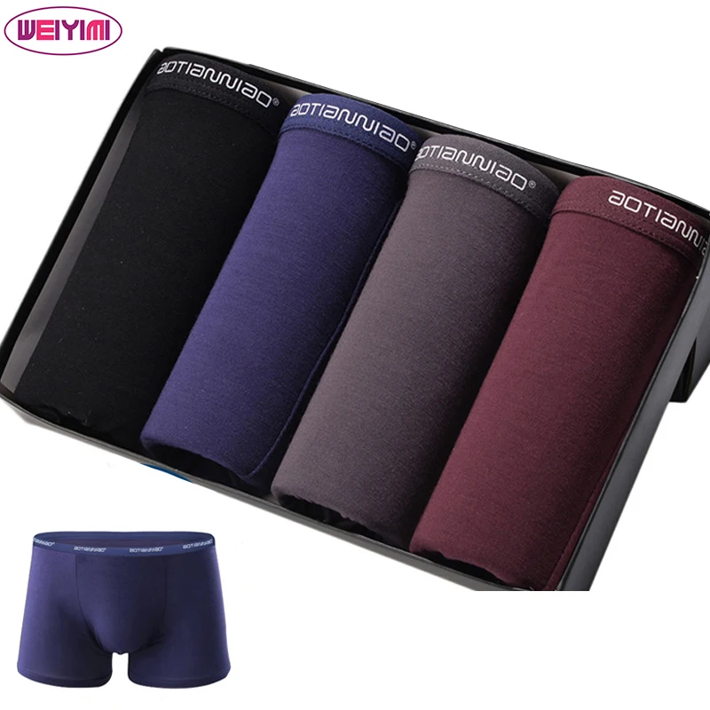 Мужские трусы-боксеры, костюм из 4 предметов, мужские трусы из модала на заказ со средней талией
