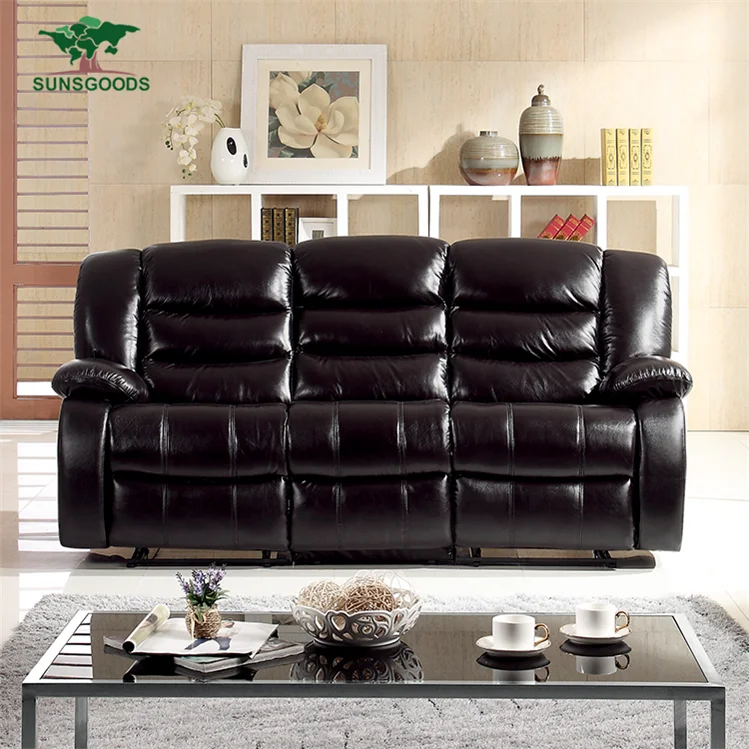 Cheap home furniture leather sectional recliner 321 sofa sets, 3 seater sofa with 2 electric recliners