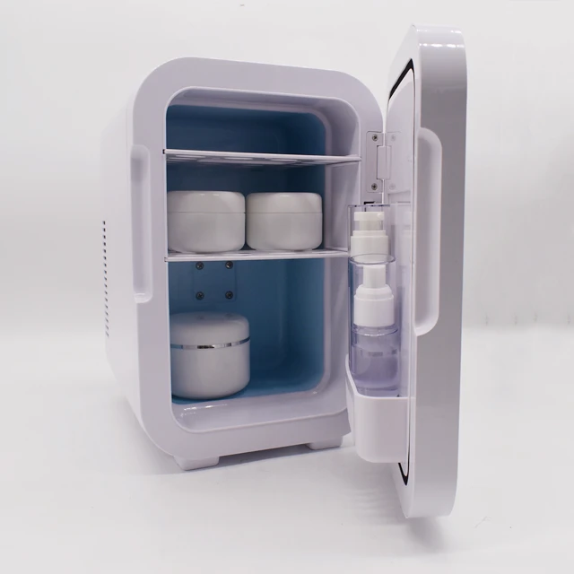 Single Zone LCD Adjustable Temp Silver Glass door 8L Portable Car Freezer Refrigerator Cosmetics Mini Fridge