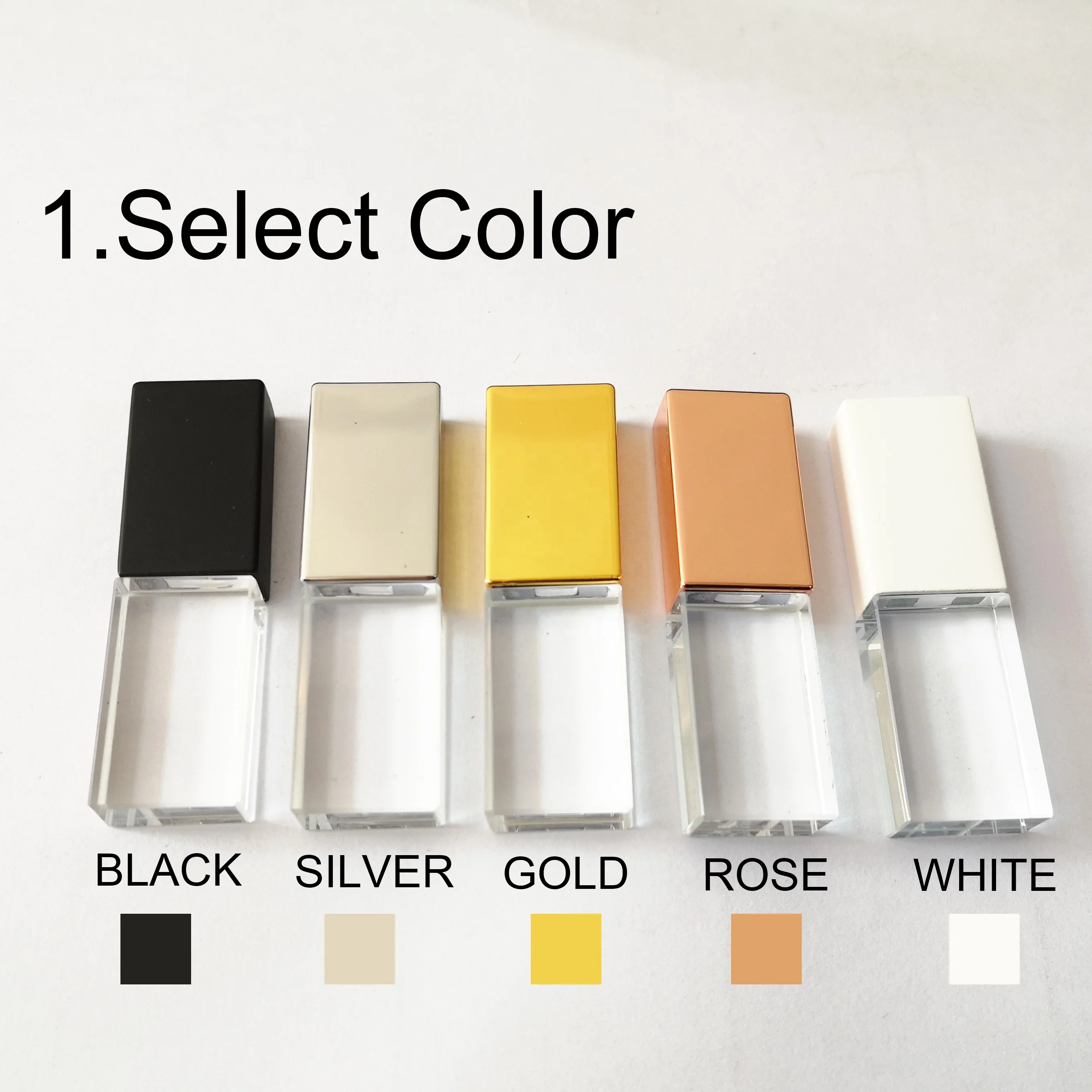 Elegant 4gig 8 GB 16g USB 3.0/2.0 Interface Yellow gold Glass usb stick 32GB with Linen gift box Pen drive Acrylic flashdrive