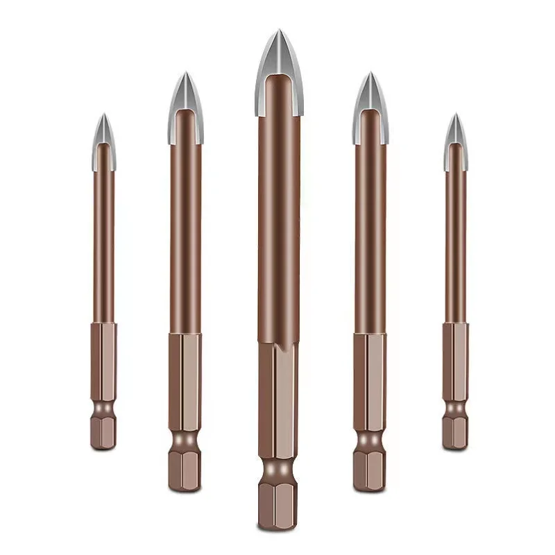Multifunctional Cross Triangle Head Tip Drill Bit Cemented Carbide Drill Bits For Cement Ceramic Glass Punching