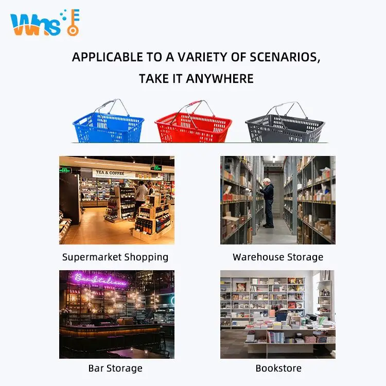 Wholesale cheap rolling eco-friendly PP plastic shopping basket for grocery with 2 handles