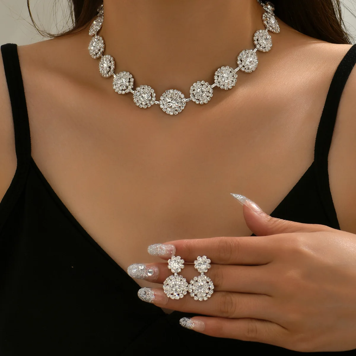 Luxurious White Cubic Zirconia Jewelry Sets for Brides