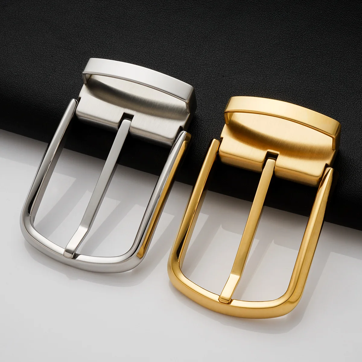 Custom Made 1.5 Inch Single Prong Square Belt Buckle 38mm Gold Solid Stainless Steel Metal Logo Leather Belts Buckles for Men