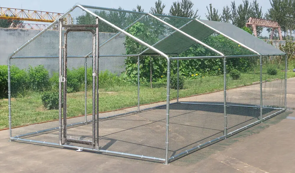 Paw Hut Galvanized Metal chicken coop cage with cover walk in pen run