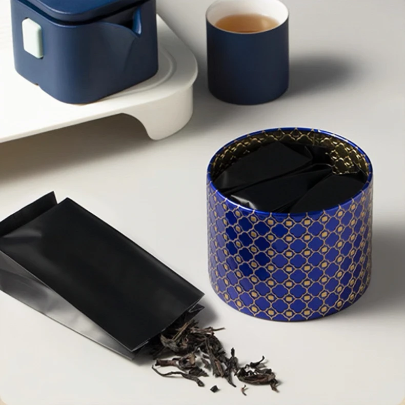 Creative Portable Metal Tinplate Gift Box Candy Tea Bag Storage Round Tin