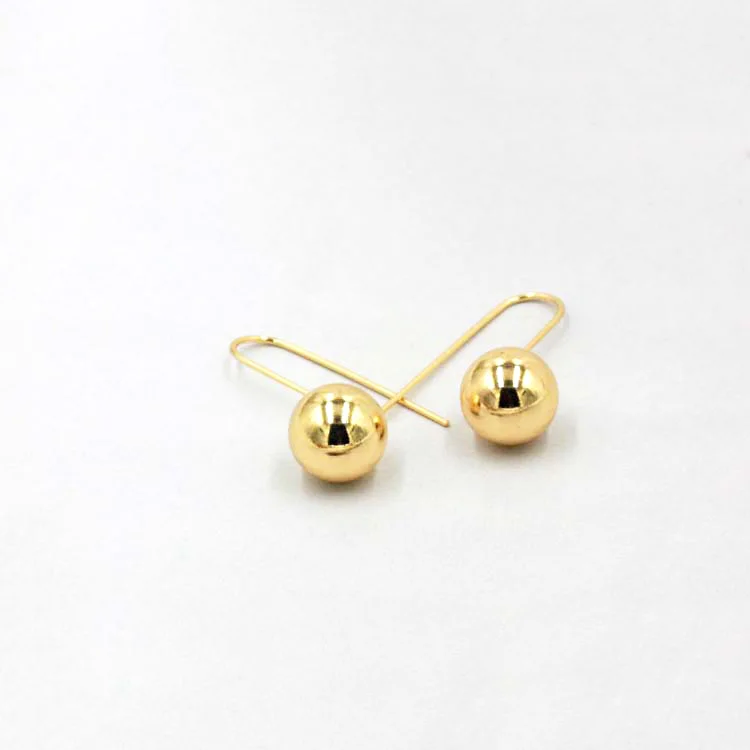 New hanging spherical brass Earrings women fashion 18K Gold Plated jewelry Korean creative personalized hoop earrings wholesale