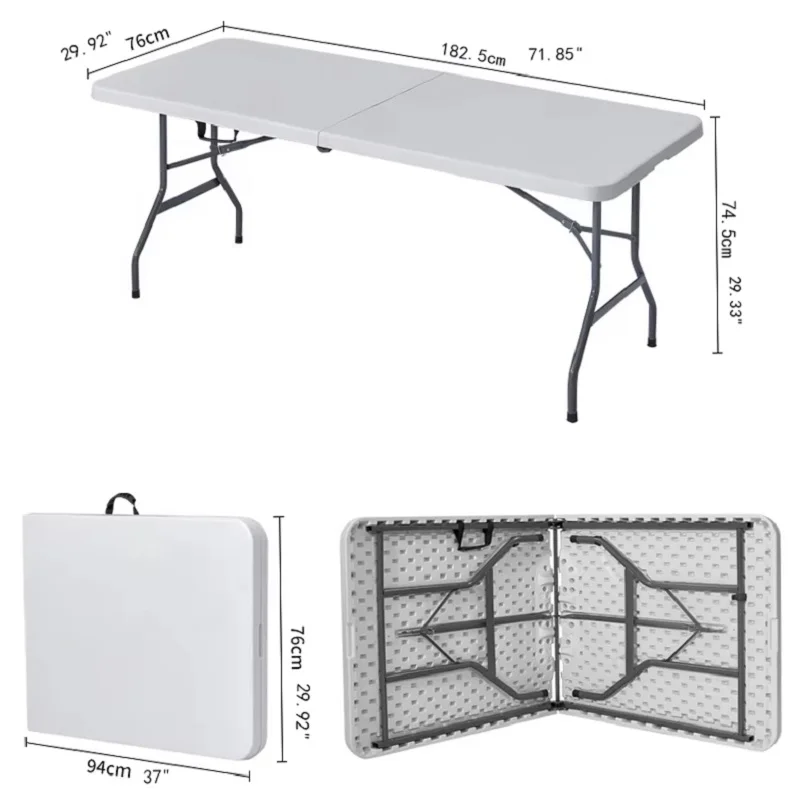 HDPE Plastic Rectangle Folding Iron Picnic Foldable Table Garden Modern 5ft Metal Steel Camping Outdoor Tables For Hotel