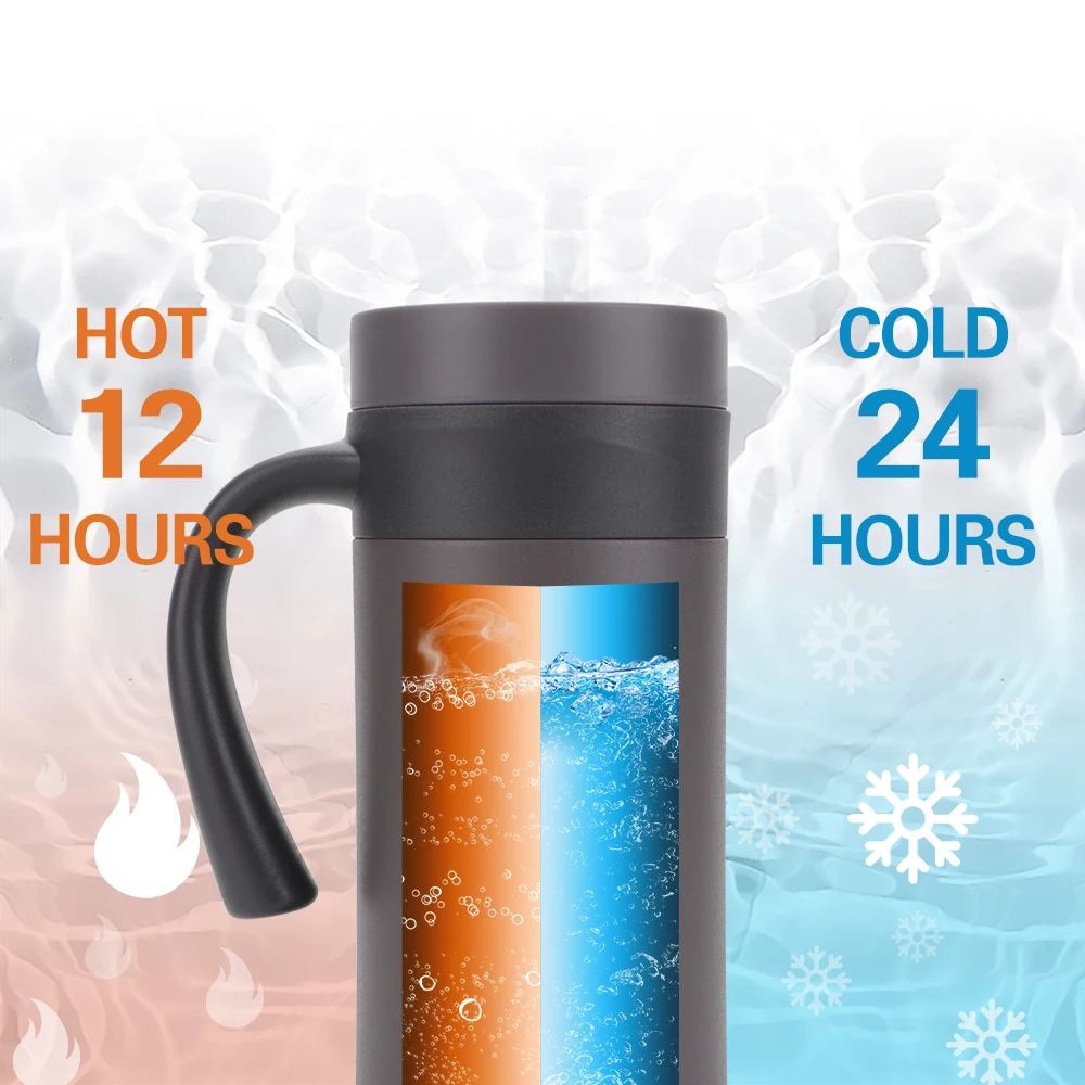 Customizable Logo 15oz Coffee Tumbler with Handle Double Wall Vacuum Metal Cup Promotion Custom Stainless Steel Beer Mug