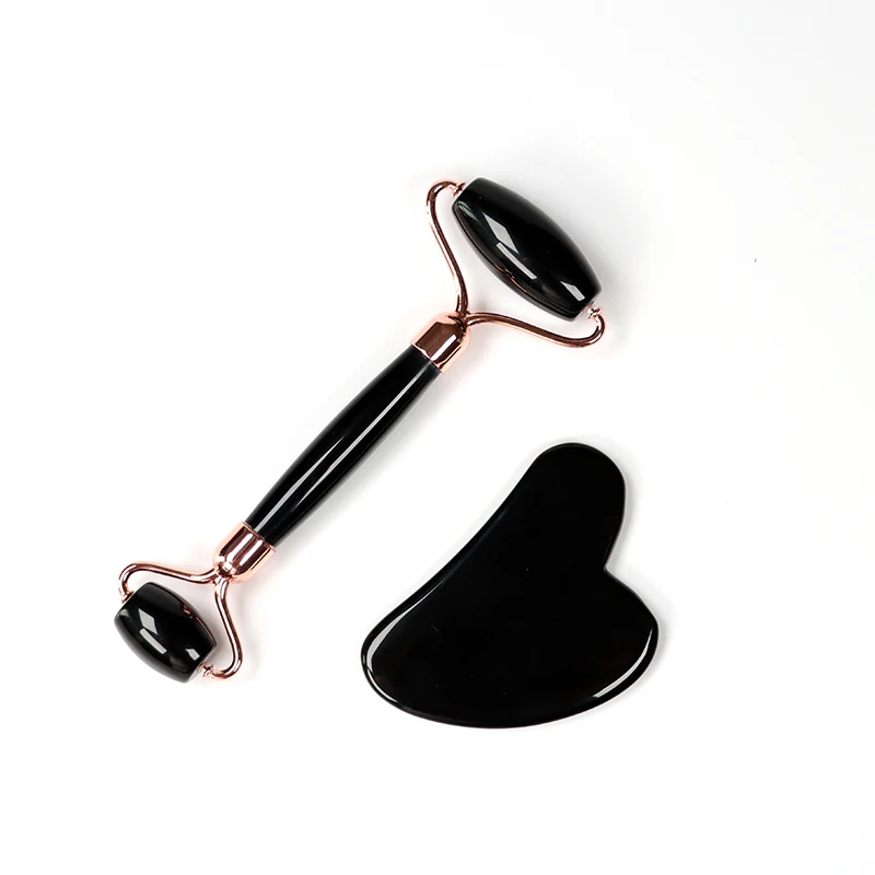 Private Label genuine natural nephrite facial green jade face roller and gua sha massager