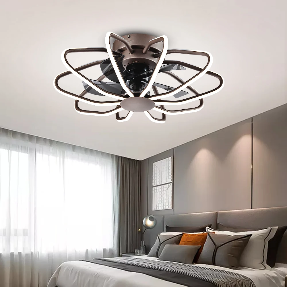 Modern Luxury New Dimmable DC LED Ceiling Fan with Lights Aluminum Body Decorative Chandelier Fan Light