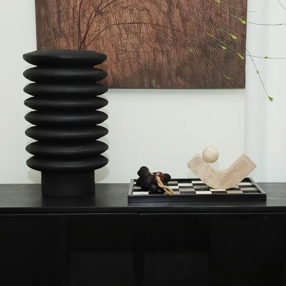 Simple Creative Wabi-Sabi Wind Yellow Cave Stone Ball Polished Geometric Curved Decoration Home Jewelry-Model House Sales