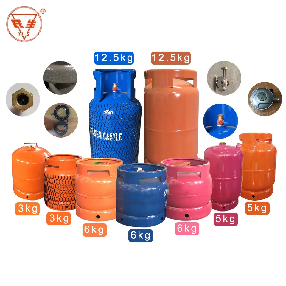 Portable 5kg 12L lpg gas cylinder size for factory sale