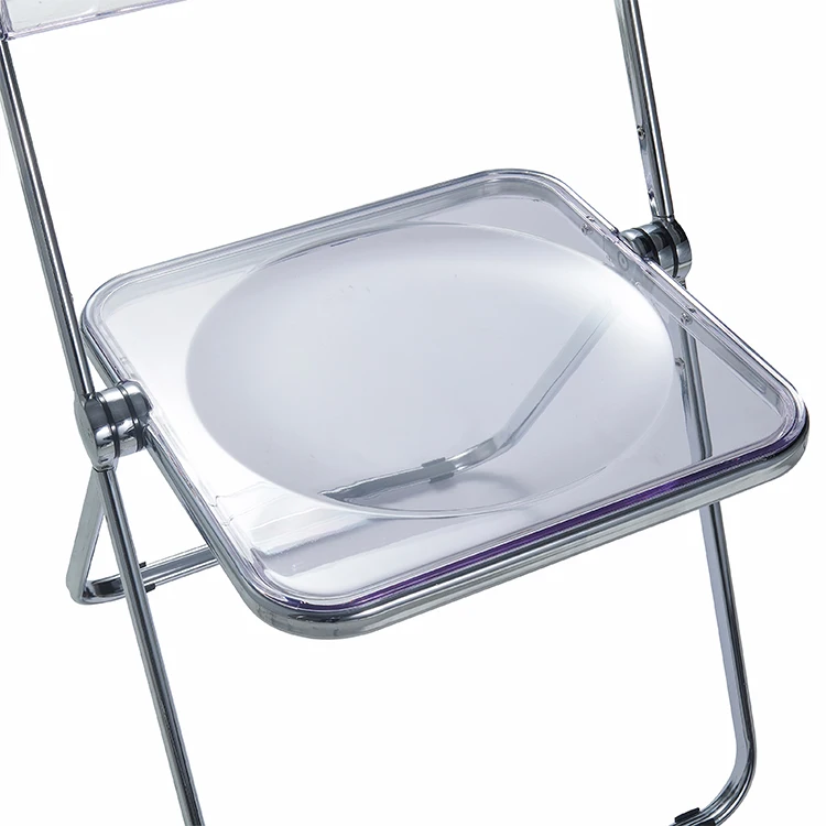 Dining room furniture modern plastic modern clear transparent folding metal frame dining chair stackable patio dining chairs