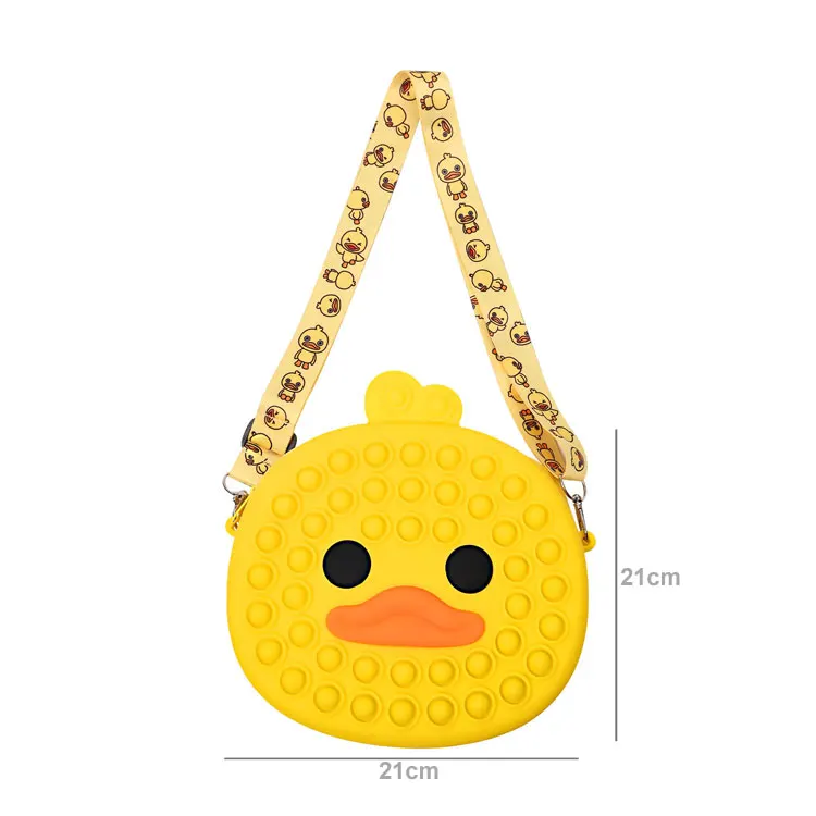 Children push pop bubble crossbody duck fidget bag stylish girls pop it sling bag
