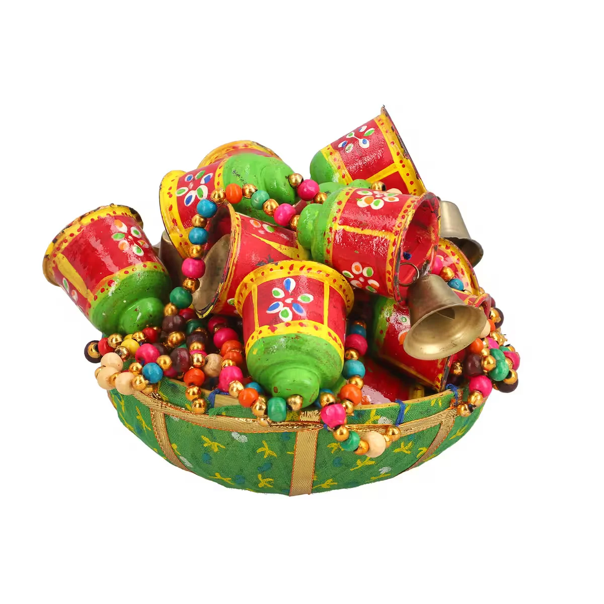 Handcrafted Wooden Bird Camel Elephant Figurines with Bell Wind Chimes Geometric Deco Style Dried Wall Hanging for Home Decor