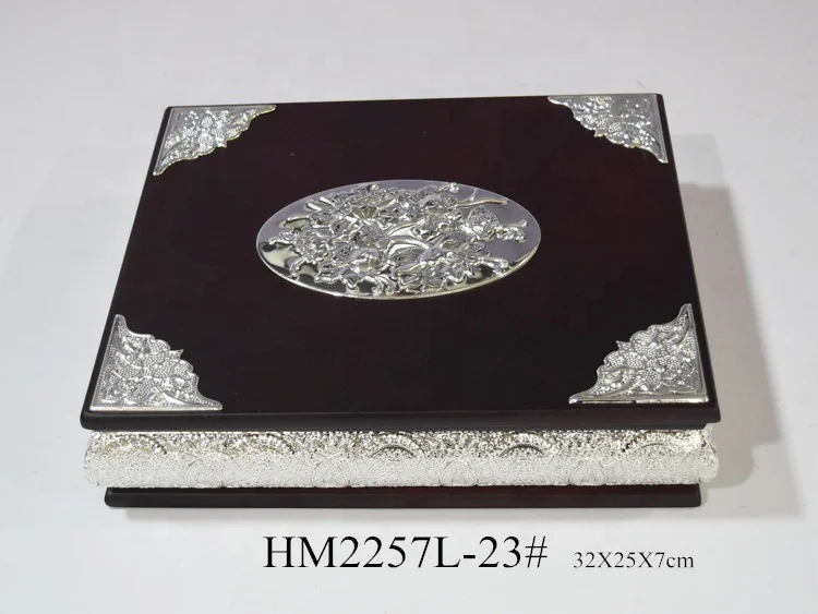 Islam Koran metal gold silver frame green red wooden quran book gift box