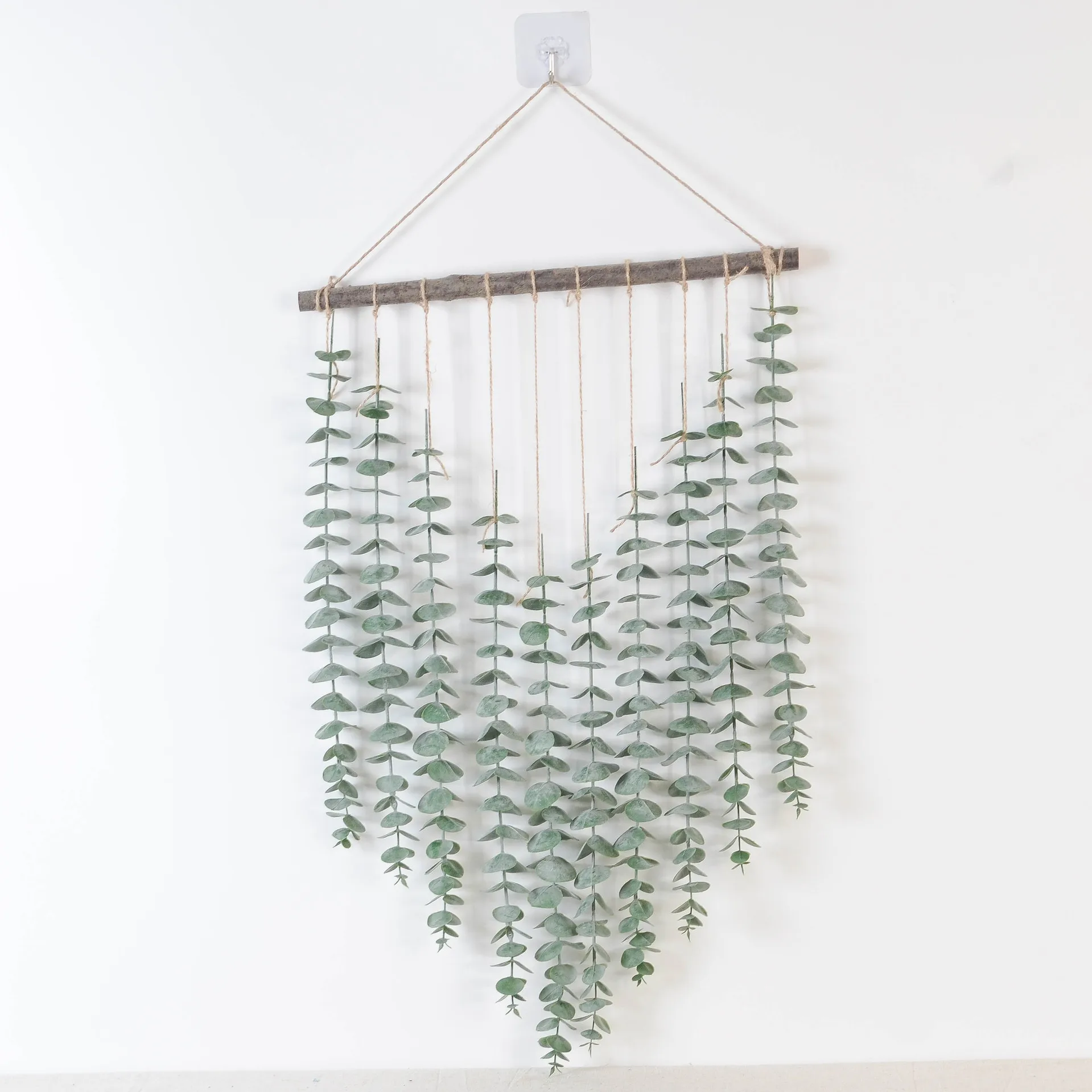 Wall Home Decor Greenery Eucalyptus Vines Hanging Plants with Wooden Stick Artificial Eucalyptus leaves