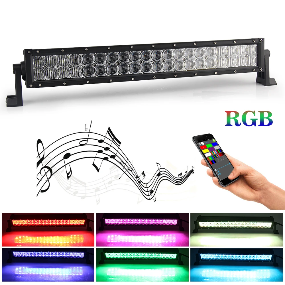 Двухрядный разноцветный светодиодный светильник Rgb для грузовиков 22 32 42 52 дюйма