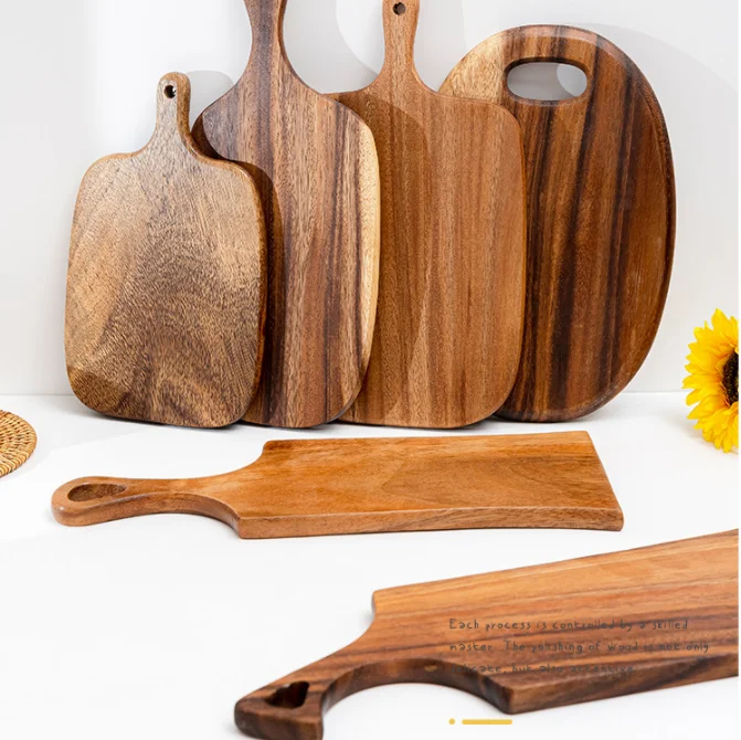 Hot Sale Dark Color Kitchen Gift Set Wooden Balance Serving Board, Wood Cutting Board with Handle
