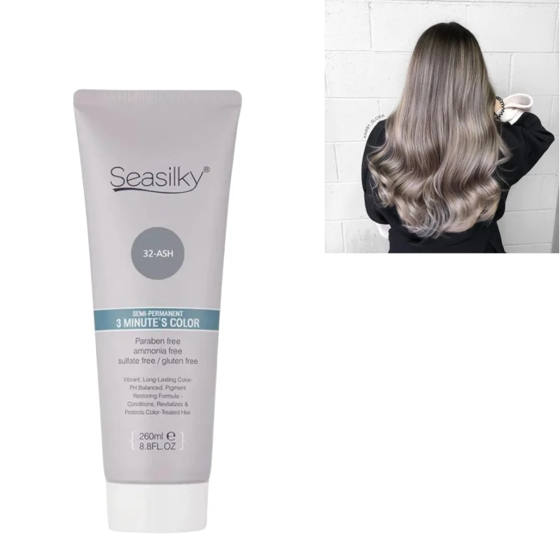 Fashion Ash Color Semi-Permanent Hair Color Cream 3 Minutes Fast Dyeing Protect Color-Treated Hair