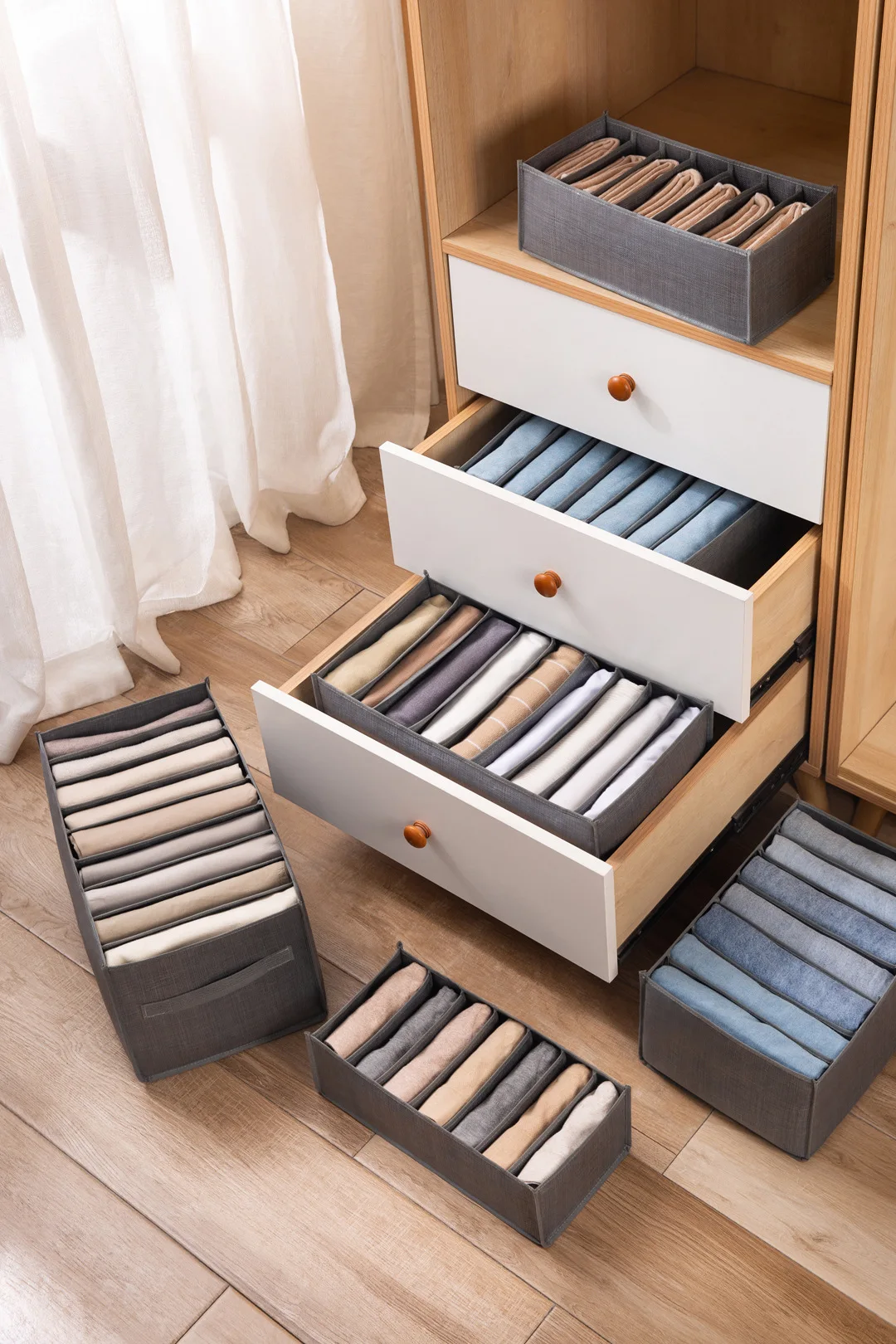 Wholesale Non-woven fabric clothes organizer closet storage underwear pants drawer divider home storage organizer