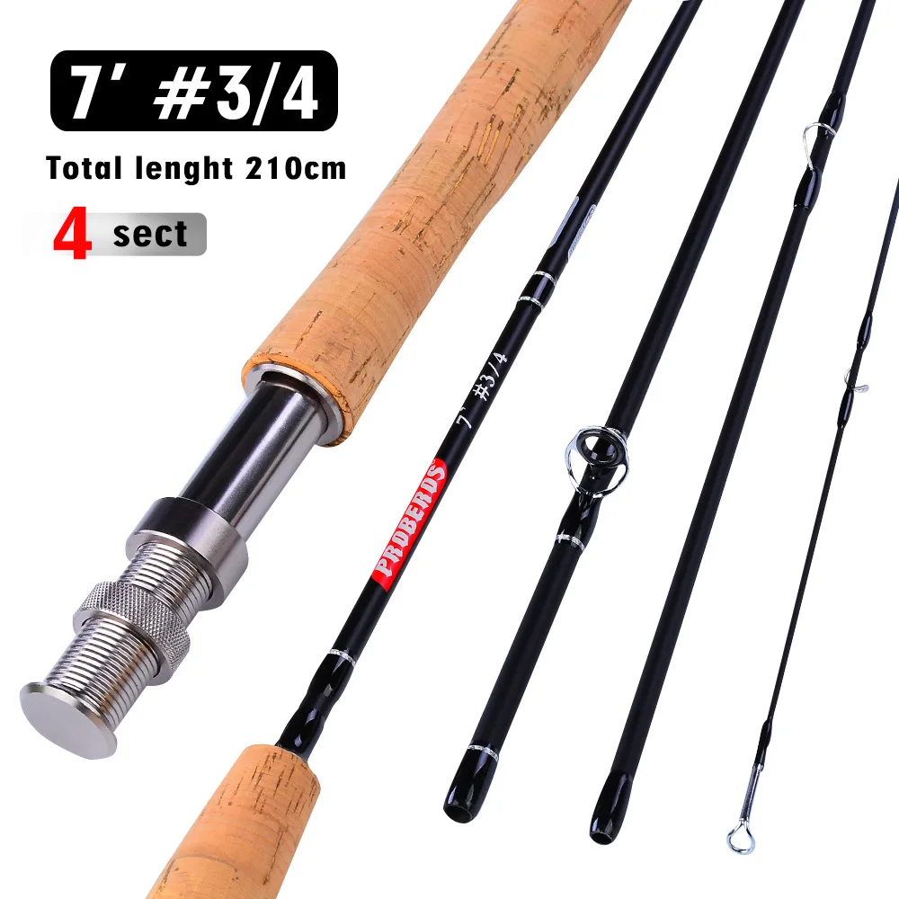 7 Feet 4 Section Fly Fishing Rod 2.1m #3/4 #5/6 #7/8 Portable UltraLight Fly Fishing Rod Soft Cork Handle Rod Fishing Tackle