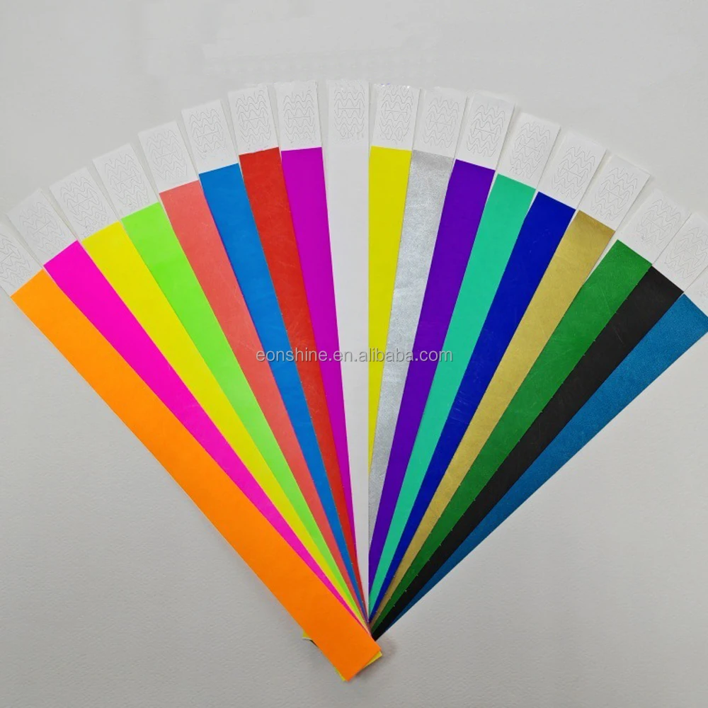 Cheap Colorful Festival Tickets Waterproof Neon Bracelet Disposable Paper Event Wristbands