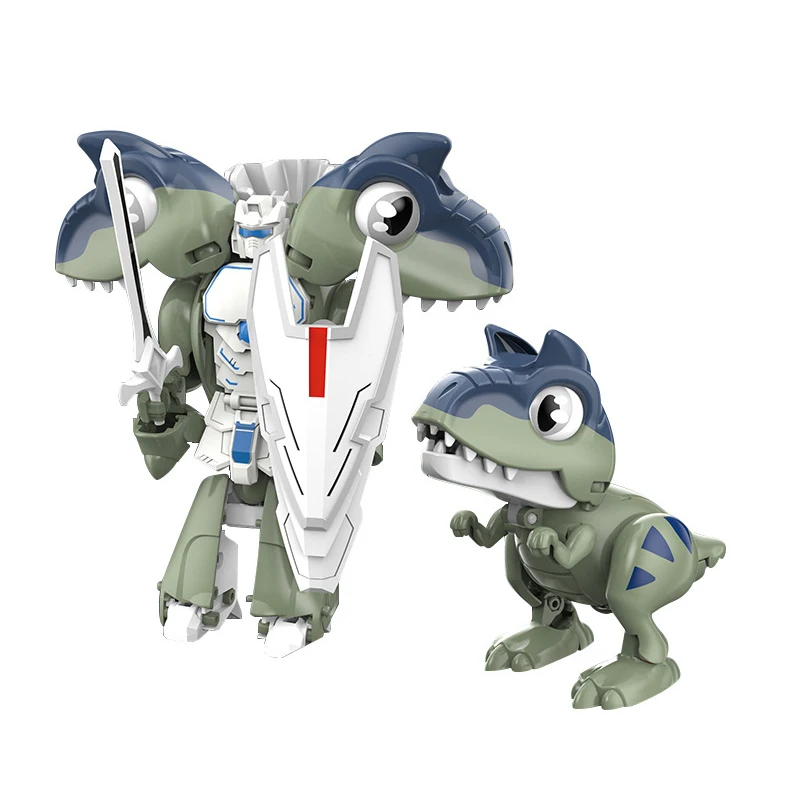 New design cartoon plastic mini deformation dinosaur robot toy for boys