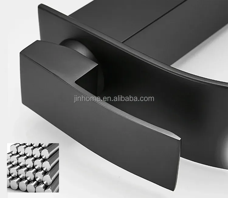 Black Waterfall Basin Mixer Faucet Single Handle Hot Cold Sink Water Tap Deck Mounted Bathroom Taps And Mixers
