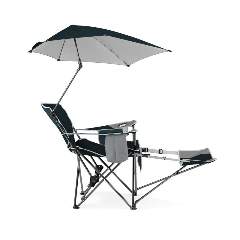 Adjustable Folding Zero Gravity, Footrest Storage Pocket Beach Recliners Outdoor Cushions Camping Chairs With Sunshade Canopy/