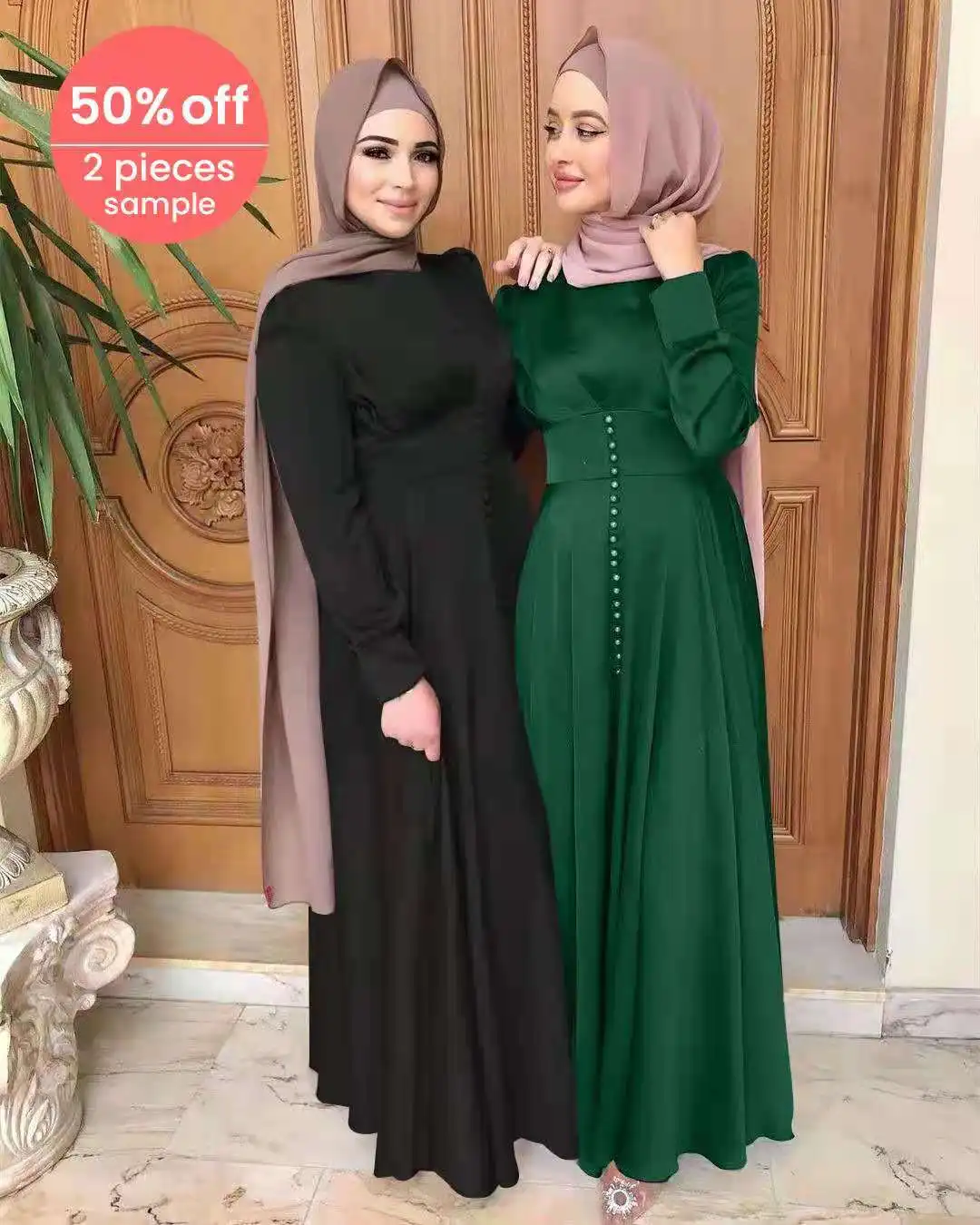 
Wholesale Elegant Muslim Women Maxi Dress Arabic Islamic Fat Ladies Clothes Long Sleeve Party Dress 2021 New Abaya Dubai 