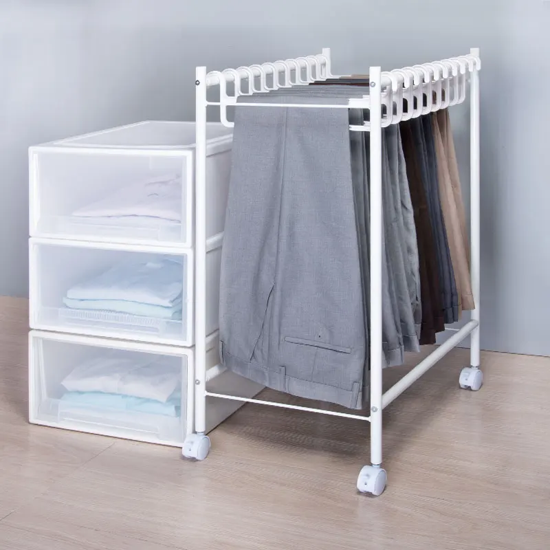 Large capacity bedroom wardrobe clothes rack telescopic double pole telescopic foldable clothes rack stand PR-50