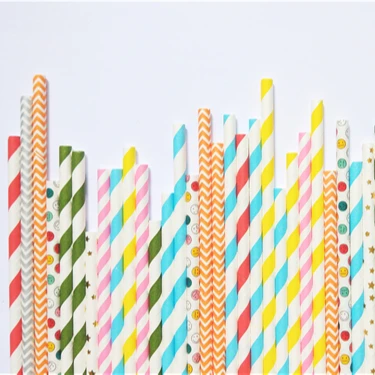 Food Grade Paper Straws Multi color Disposable Eco-friendly Biodegradable