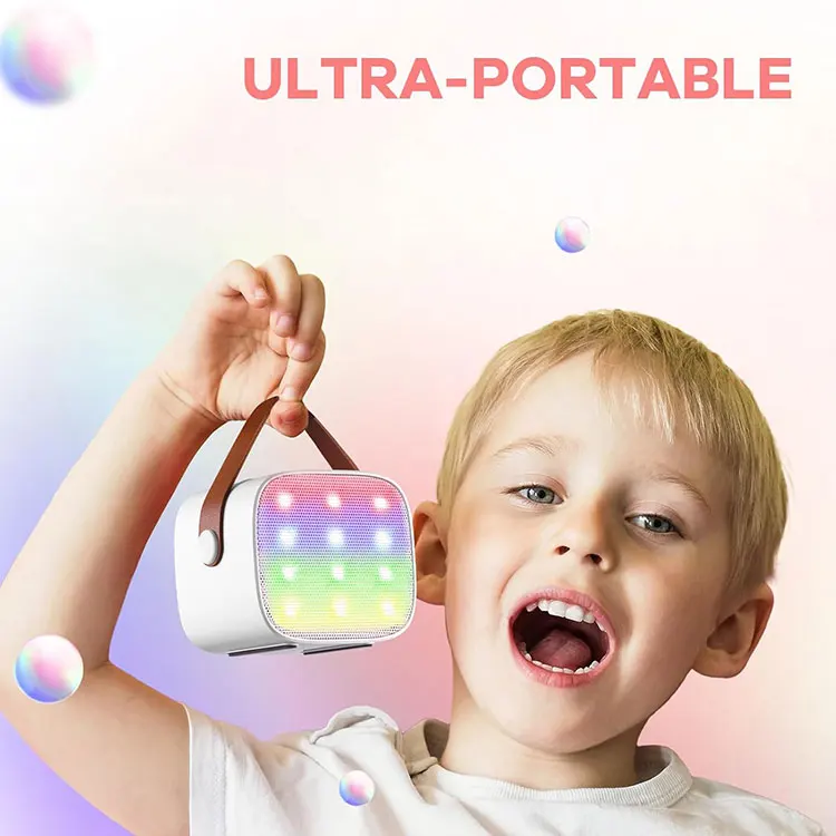 Mini Karaoke Machine  Speaker With 2 Wireless Microphones Rgb Led Lights Portable Karaoke System Speaker For Parties