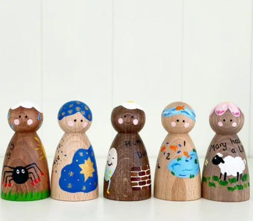 Original style unpainted drawing peg dolls decorative peg dolls Christmas festivals wooden peg dolls