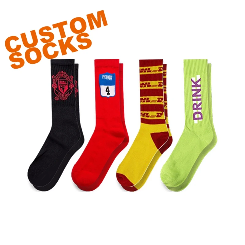 JKL O 083 OEM made your own design logo custom embroidered socks black embroidery corporate socks