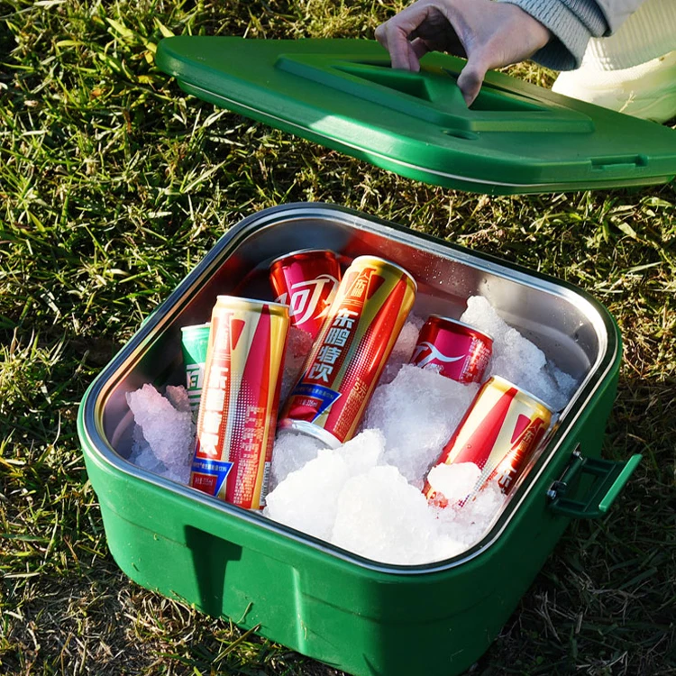 Wholesale Multi-function Square Stainless Steel Insulation Barrel Travel Portable Picnic Outdoor Food Warmer Ice Cooler Box