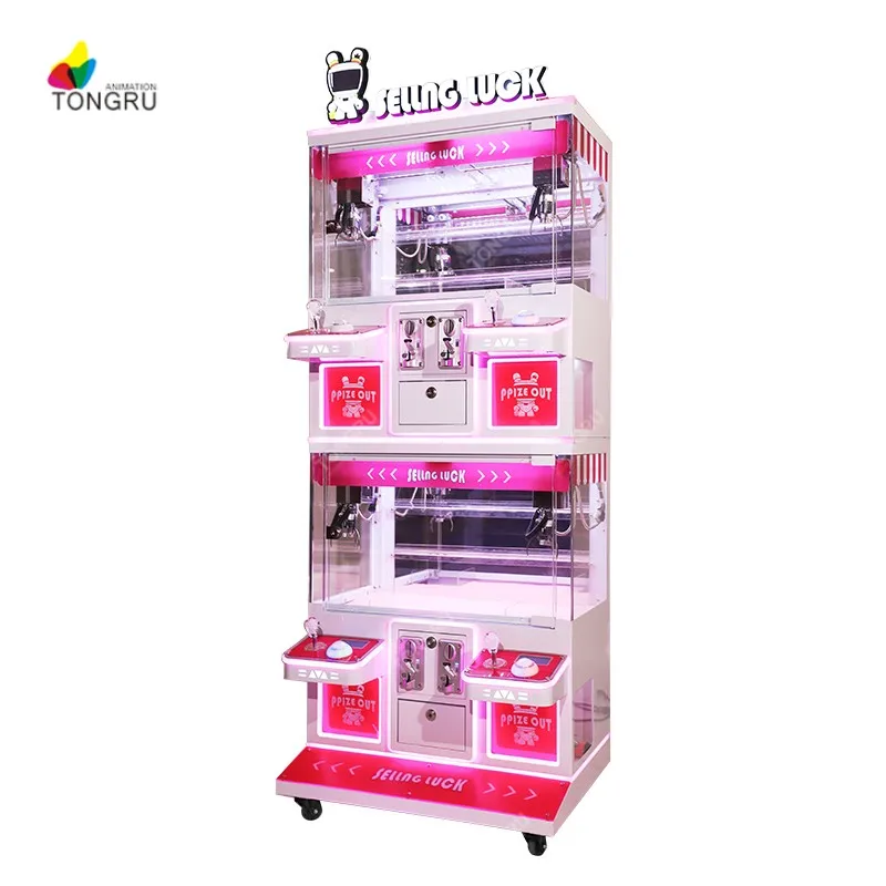 Mini Claw Machine 4 Players Plush Doll Grab Prize Arcade Skill Game Toy Pink Claw Crane Machines For Shopping Mall