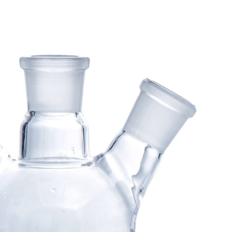 Lab 250 500 1000ml Borosilicate 3.3 Glass Round Bottom 3 Three Neck Distillation Flask With 2 Two Angled Oblique Side Joint