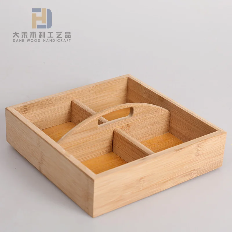 Food Grade Smooth Wooden Compartment Serving Tray Melon Seeds Candy Nut Storage Wood Box Solid Dried Fruit Boxes
