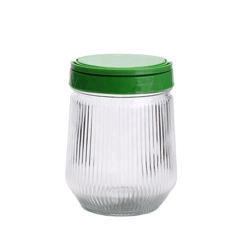 New design household glass food canister with PP lid 800ml 1000ml 1500ml 2000ml